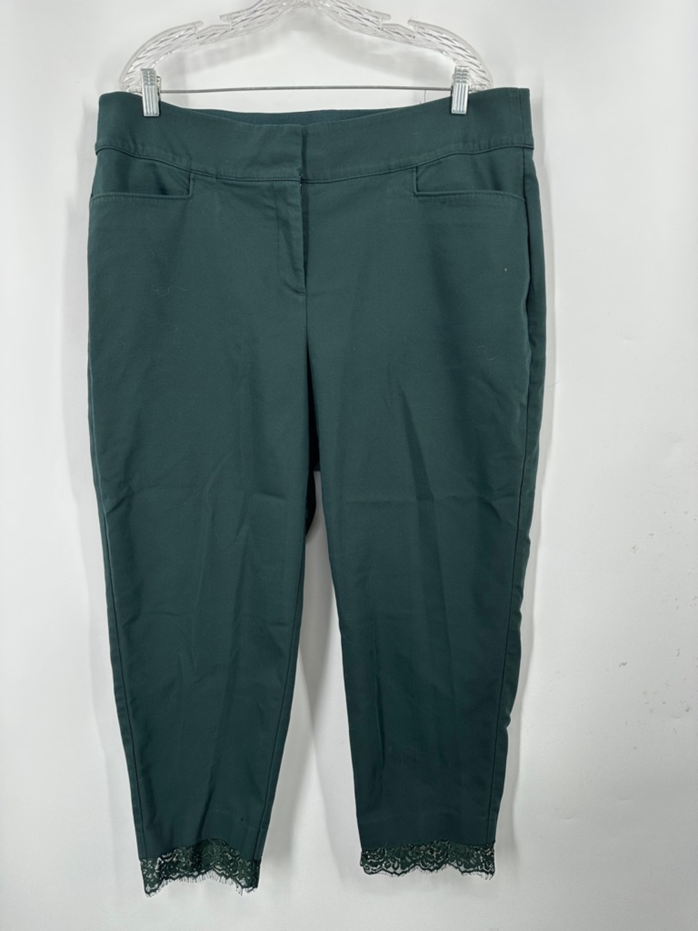 Lane Bryant The Allie Women's Lace-Hem Stretch Capri Pants - Dark Green